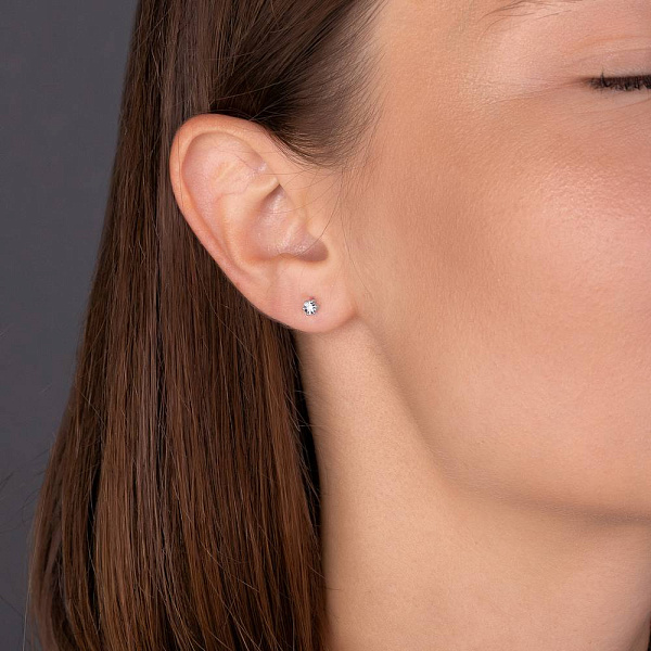 Серьги из белого золота с алмазной гранью и бриллиантами (арт. Т011173б) – изображение 6