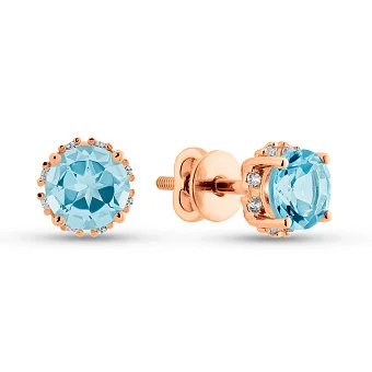 Пусеты из золота с топазами и фианитами (арт. 110637Птг)