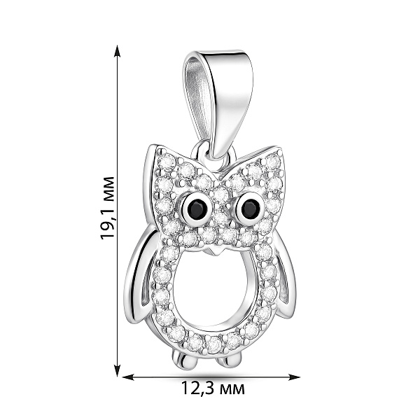 Серебряная подвеска сова с фианитами (арт. 7503/4711ч) – изображение 2