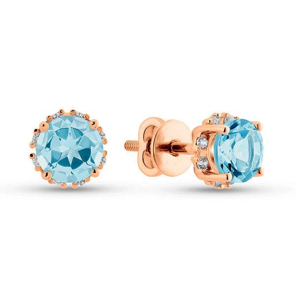 Пусеты из золота с топазами и фианитами (арт. 110637Птг) – изображение 1