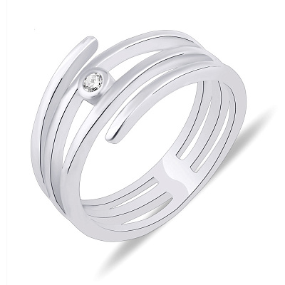 Широкое серебряное кольцо с фианитом (арт. 7501/К2Ф/1197-16,5)
