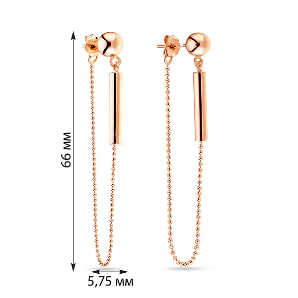 Золотые серьги пусеты с подвесками (арт. 105261) – изображение 2