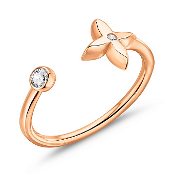Незамкнена золота каблучка  з фіанітами (арт. 155431)