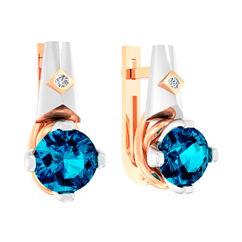 Сережки из золота с топазом лондон (арт. 110748Пл)