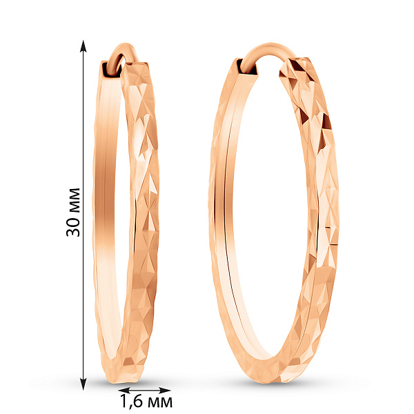 Серьги-кольца из красного золота (арт. 122104/30) – изображение 4