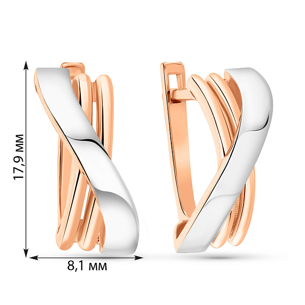 Сережки з червоного і білого золота (арт. 109379кб) – зображення 2