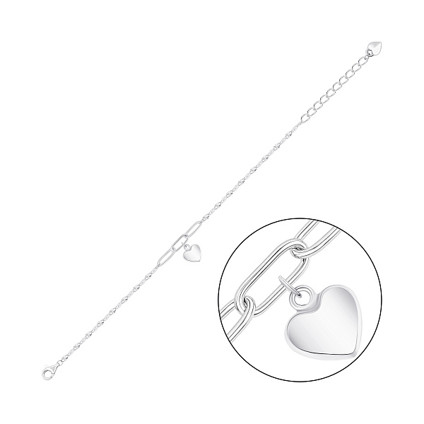 Серебряный браслет с подвеской сердечко (арт. 7509/5-0014) – изображение 1
