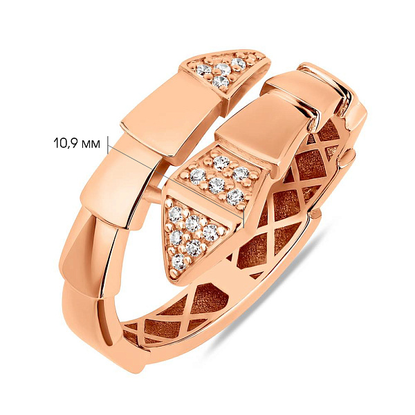 Золота каблучка з фіанітами (арт. 1401150) – зображення 2