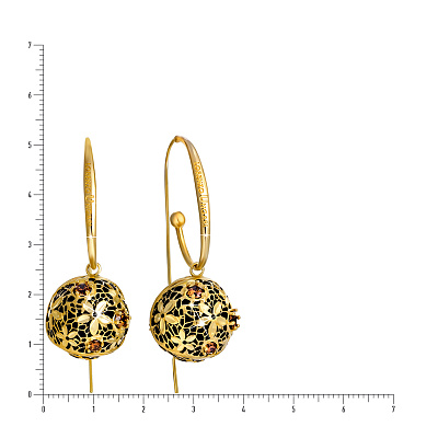 Золоті сережки-підвіски Francelli з емаллю і фіанітами (арт. 104849жеч)