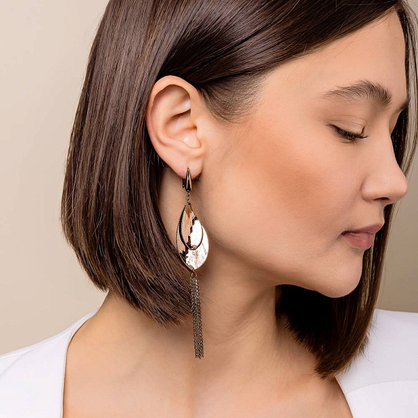 Длинные золотые серьги Francelli с подвеской (арт. 1091338кр) – изображение 3