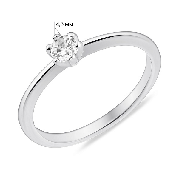 Серебряное кольцо с одним фианитом (арт. 7501/4627/1) – изображение 2