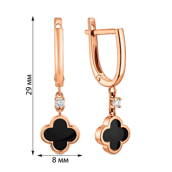 Золотые серьги подвески с эмалью (арт. 111087ч) – изображение 4