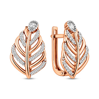 Фото Золотые серьги Листики з фианитами (арт. 111336)