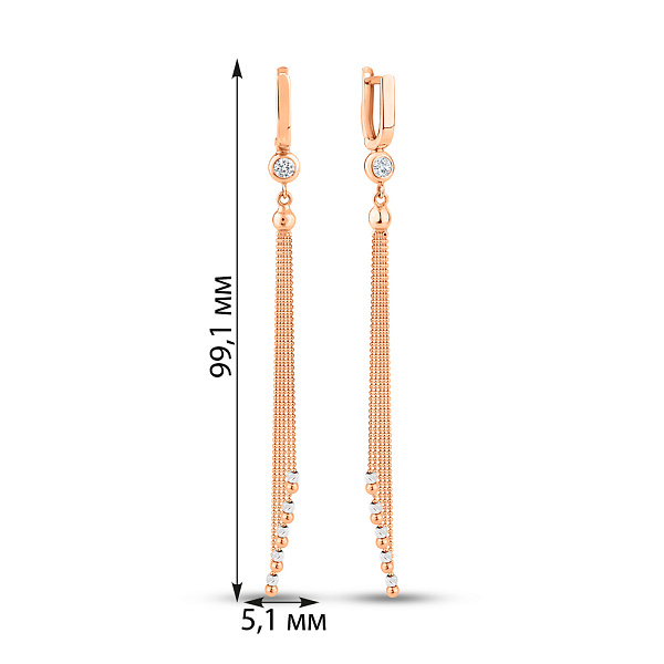 Золотые серьги-подвески с фианитами (арт. 106017кб) – изображение 4
