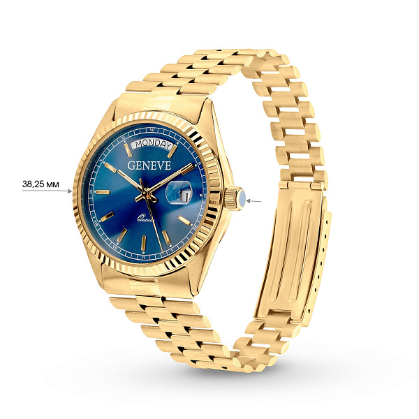 Золотий кварцовий годинник з днями тижня (арт. 260092ж) – зображення 4