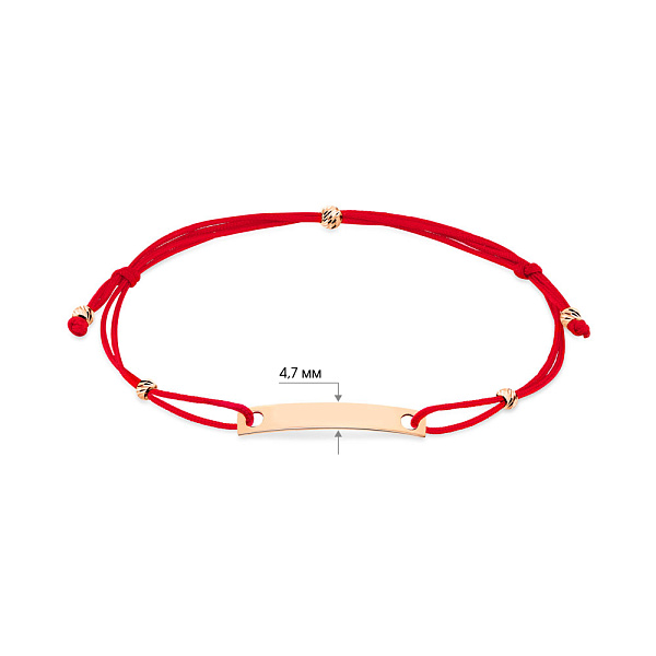 Браслет на червоній нитці з золотою пластиною (арт. 340007к) – зображення 3