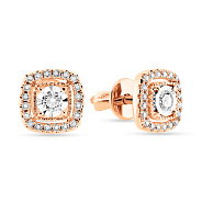 Серьги-пусеты из красного золота с бриллиантами (арт. Т011234020)