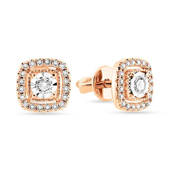 Серьги-пусеты из красного золота с бриллиантами (арт. Т011234020)