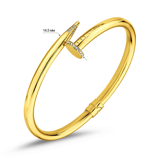 Золотой жесткий браслет с фианитами (арт. 340019ж) – изображение 5