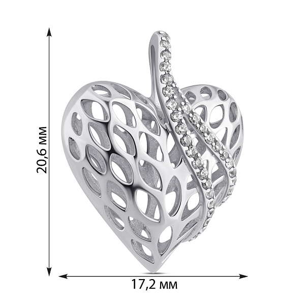 Серебряый кулон Сердце с фианитами (арт. 7503/П2Ф/1095) – изображение 2
