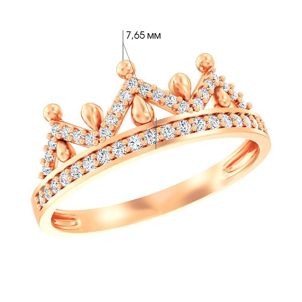 Кольцо Корона из красного золота (арт. 140876) – изображение 6