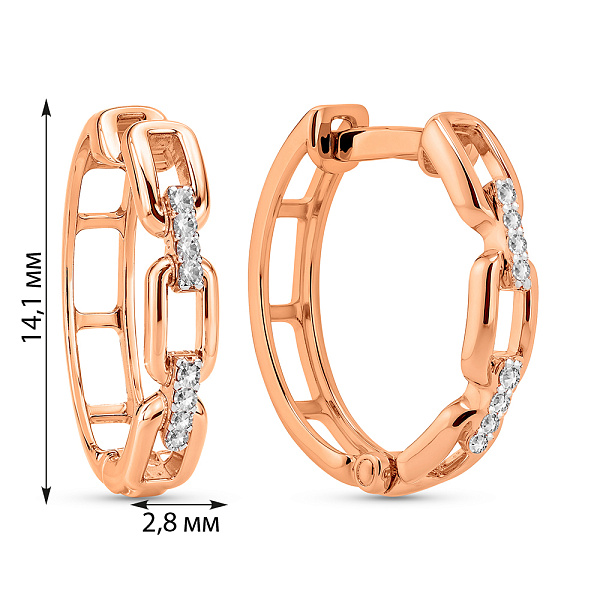 Серьги-кольца из золота с бриллиантами (арт. С011384005) – изображение 4