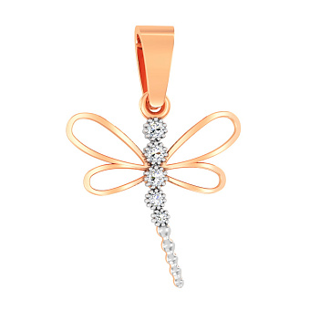 Золотая подвеска «Стрекоза» с фианитами (арт. 440454)