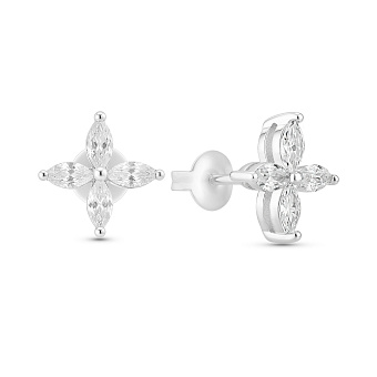 Серебряные серьги-пусеты Цветок (арт. 7518/7163)