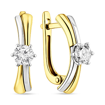 Фото Серьги из комбинированного золота с фианитом (арт. 113200ж)