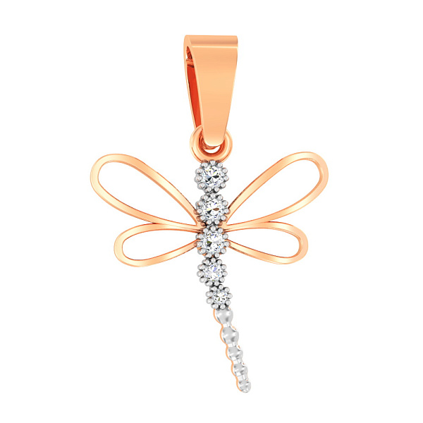 Золотая подвеска «Стрекоза» с фианитами (арт. 440454) – изображение 1