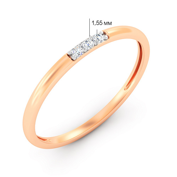 Кольцо из красного золота с бриллиантами (арт. К011709005) – изображение 2