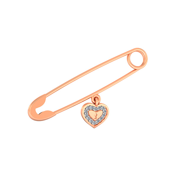 Золотая булавка «Сердце» с фианитами (арт. 360051) – изображение 1