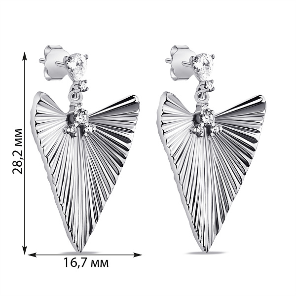 Серебряные серьги Листик с фианитами (арт. 7518/6931) – изображение 3