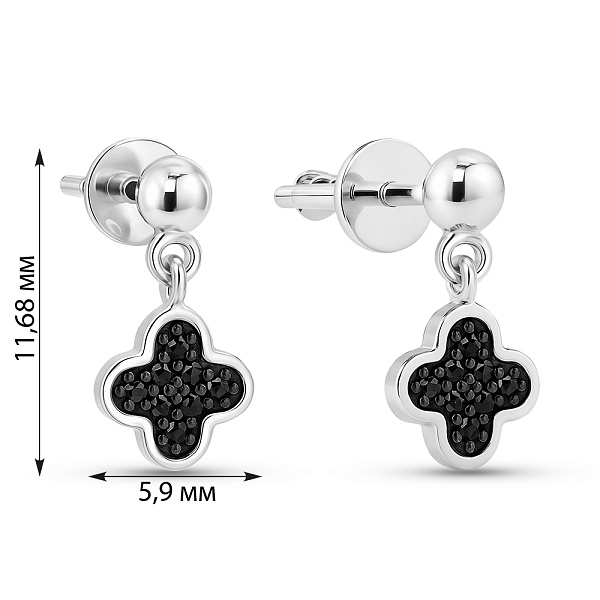 Золоті сережки з чорними діамантами (арт. Т011821010бч) – зображення 3