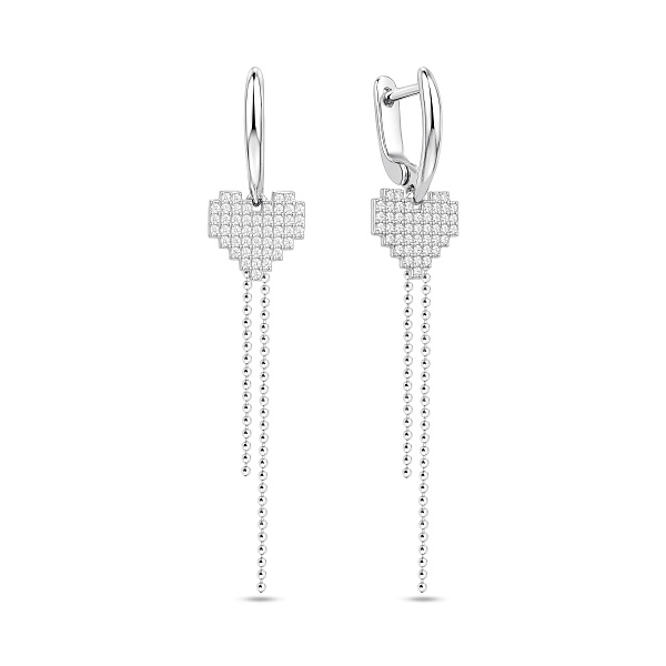 Серебряные серьги-подвески с фианитами (арт. 7502/10372) – изображение 1