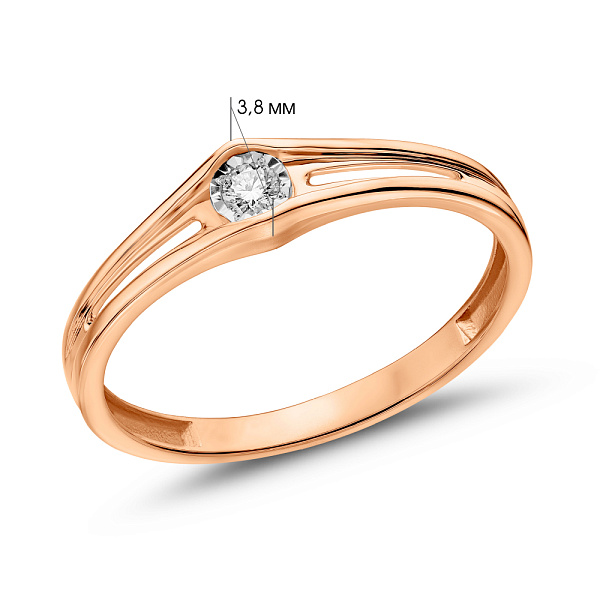 Золотое кольцо с бриллиантом (арт. К011426005) – изображение 5