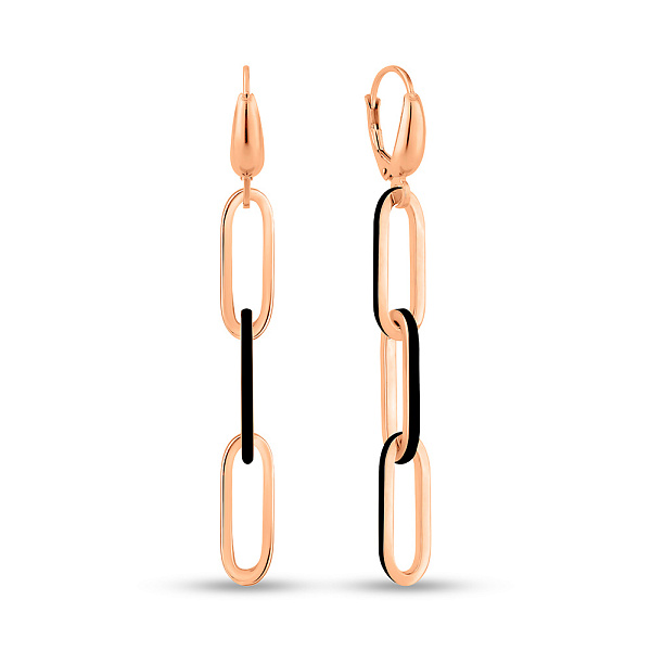 Сережки-підвіски з червоного золота з емаллю (арт. 1091608/2еч) – зображення 1