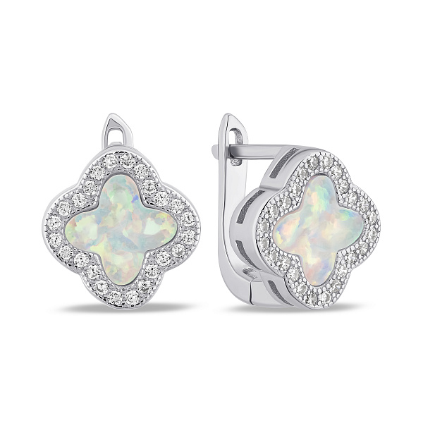 Сережки зі срібла з опалом і фіанітами (арт. 7502/10118/10Поб) – зображення 1