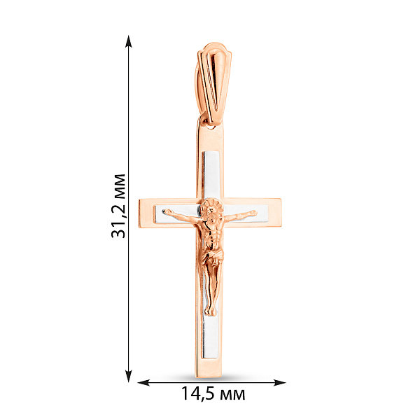 Крестик из красного и белого золота (арт. 740080Д) – изображение 2