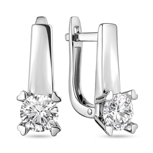 Серьги из белого золота с фианитами (арт. 116500б) – изображение 1