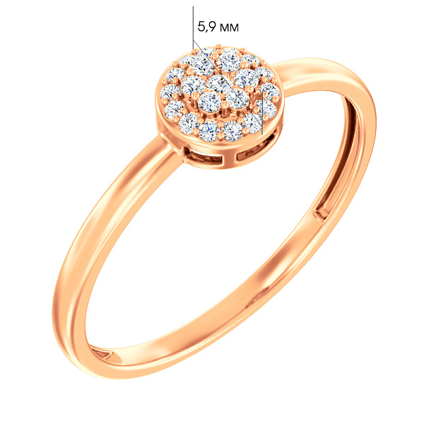 Кольцо из красного золота с россыпью бриллиантов (арт. К011233010) – изображение 2