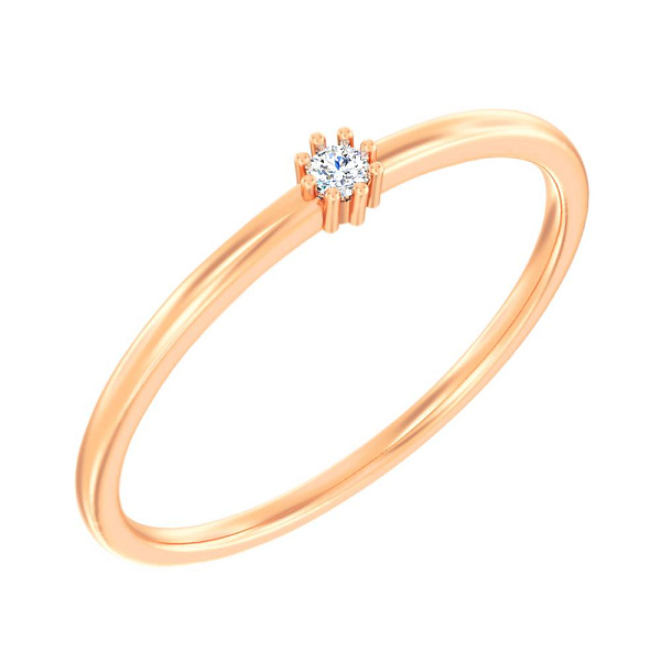 Тонкое золотое кольцо с одним бриллиантом (арт. К011224) – изображение 1