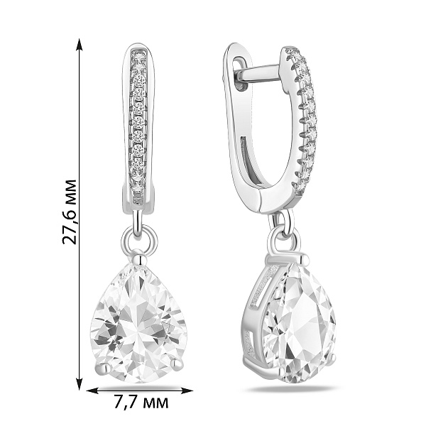 Серебряные серьги с крупным камнем (арт. 7502/10453) – изображение 2