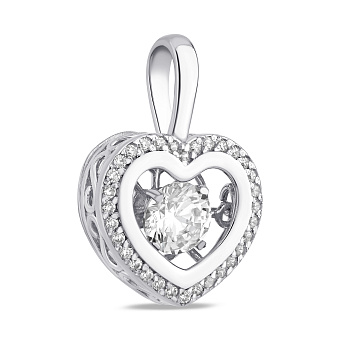 Фото Срібна підвіска Серце з фіанітами (арт. 7503/39090р)