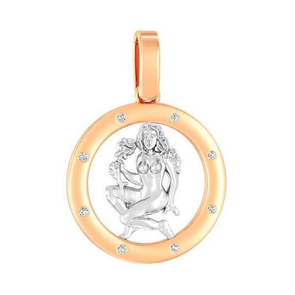 Золотой подвес "Дева" с фианитами (арт. 440669) – изображение 1