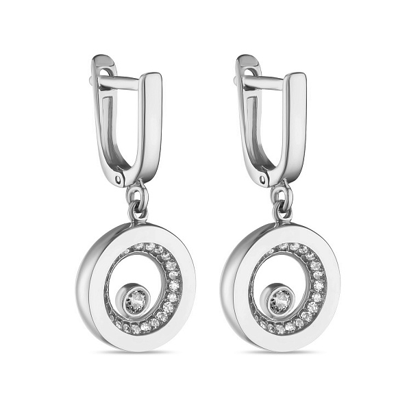 Золотые серьги подвески с фианитами (арт. 106343б) – изображение 1