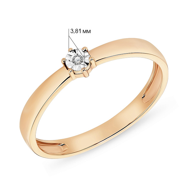 Кольцо с красного золота с бриллиантом (арт. К011071) – изображение 2