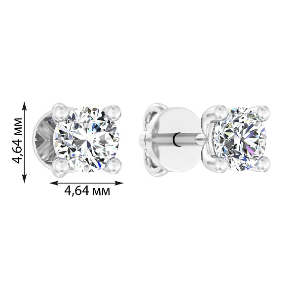 Сережки-пусети з білого золота з діамантами  (арт. Т01116208046б) – зображення 3