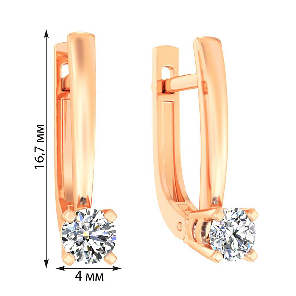 Сережки з червоного золота з діамантами  (арт. С011318050) – зображення 2