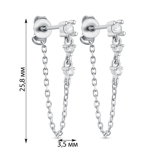 Серьги из серебра с фианитами (арт. 7518/6341) – изображение 2